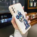 JIUMOO For OPPO A32 Case Side Edge Square New Design Phone Cases Thin Plating Pattern Casing Cartoon Fashion Monster Full Back Cover Camera Protection Shockproof Softcase. 