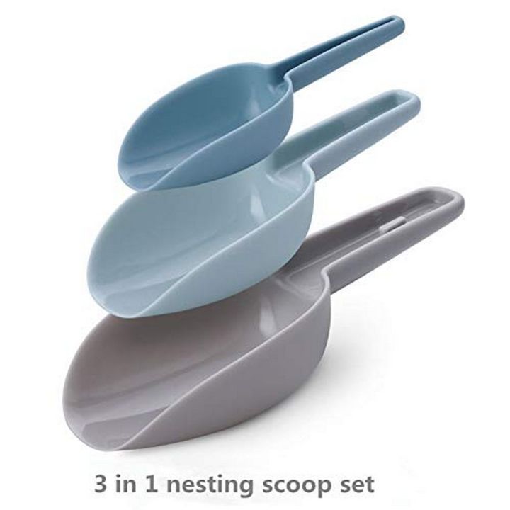 Scoop Set of 3, Multi-Purpose Plastic Kitchen Scoops Bar Scooper for Canisters, Flour, Powders, Dry Foods, Candy, Pop Corn, Coffee Beans