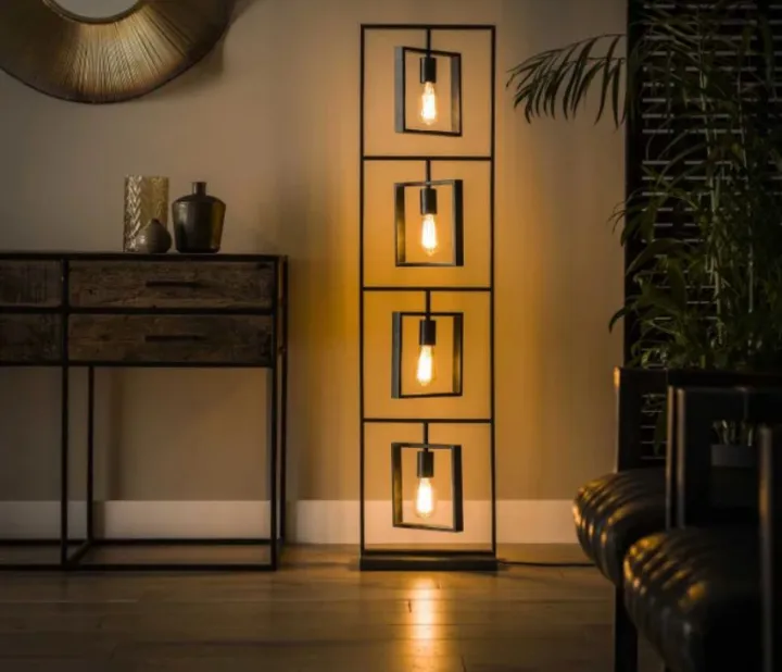Metal Floor Lamp – Modern Standing Lamp with Edison Bulb | Matte Black ...