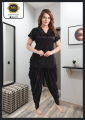 Silk Nighty Patiala 2-Pieces Short Length Half Sleeves Silk Nightwear. 