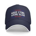 Make Lying Wrong Again Hat Baseball Cap Duck Tongue Cap Adult Sandwich Hat Skull Cap Navy Blue. 