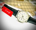 Comely Men's Analog Watch – Black Leather Strap, White Minimalist Dial, Date Display, Quartz Movement – Formal Casual Wristwatch. 