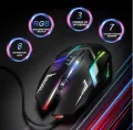 RGB Gaming Mouse With Mousepad 7 Light Breathing Colours In Mouse And Red Medium Size Mouse Pad All Sides Stitched USB. 