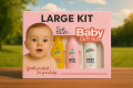 “Soft Touch Baby Gift Box – 4 in 1 Set (Shampoo, Lotion, Powder & Soap | 120ml Each)”. 