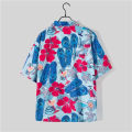 Men Shirt Hawaiian Style Floral Printing Lapel Short-sleeved Cardigan Top Summer Beach Couples T-shirt. 