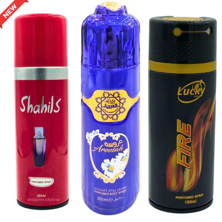 Perfumed BodySpray Long Lasting Arabic Boys Girls Big Bottle Shahils Freshrite | Aroosah Al Arabia |Fire Lucky Perfumed Fresh Scent Fragrances Gifting For Men and Women Imported Quality Best Seller Shopplex Perfumed Scent for her and him Celebration Gift