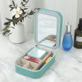 Makeup Storage Box With Led Light Mirror Portable Travel Cosmetics Storage Box Touch Light Storage Organizer For Bedroom Camping Travel. 