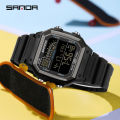 Sanda Trendy Small Square Multi functional Fashion Watch Waterproof Men's Watch Gift SD6196-1. 
