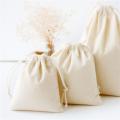 10X12/14X16/19X24/25X32cm White Drawstring Pouches Gift Blank Bags For DIY Cotton Hemp Bags Jewelry Display Packaging Storage. 