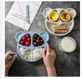 5pcs Cartoon Dinner Plate Set With Divided Plate, Fork And Spoon Baby Feeding Plate Adorable Cartoon Animal Kids Bear Plate Section Dinner Plate Durable Plastic, Perfect For Toddlers Kids Adults Ideal For Home School Restaurant. 