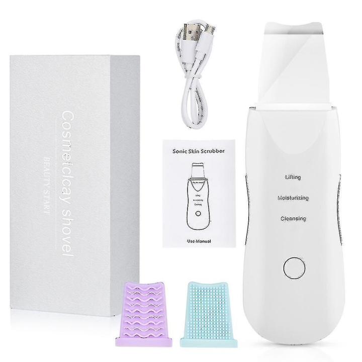Skin Scrubber Facial Skin Scrubber, Ultrasonic Skin Scrubber Spatula, Electric Blackhead Remover, Facial Cleaner Spatula, 3 Modes Facial Lifting Peeling Tool, Rechargeable Skin Massage Scrubber