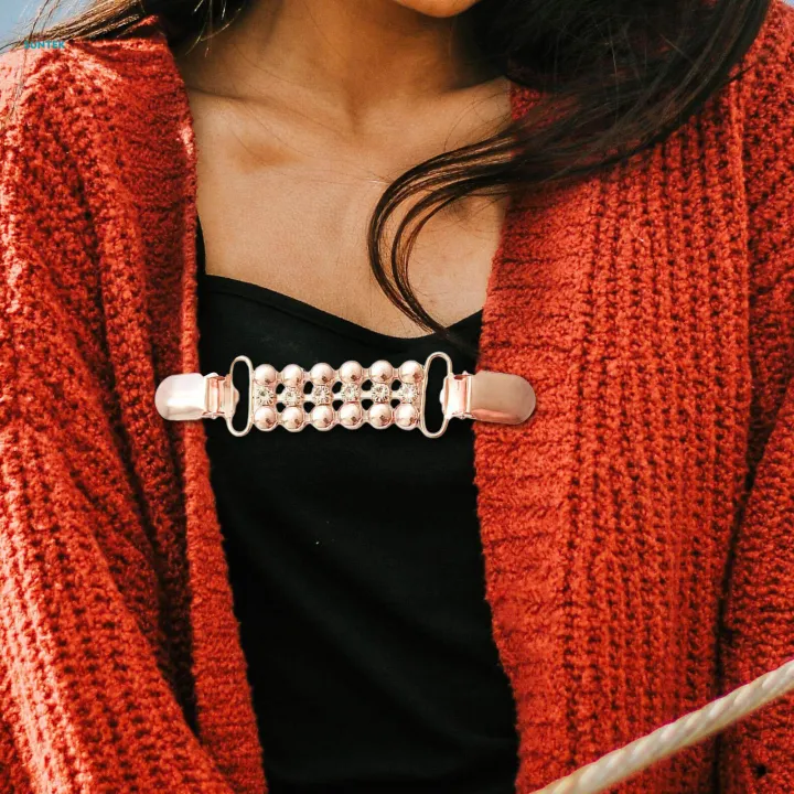 Sweater%20Clips%20Fastener%20Buckle%20Fashion%20Cardigan%20Link%20Chain%20Cardigan%20Clip%20Rose%20Gold%20-%20Image%202