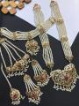 Jewel Gem Branded Gold Platted Complete 6 Piece Bridal Pearls Set With Colored Stones. 