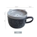 Japanese Ceramic Cartoon Cat Mug Cute Breakfast Cup Creative Coffee Cup with Lid Milk Cup Couple Water Cup. 