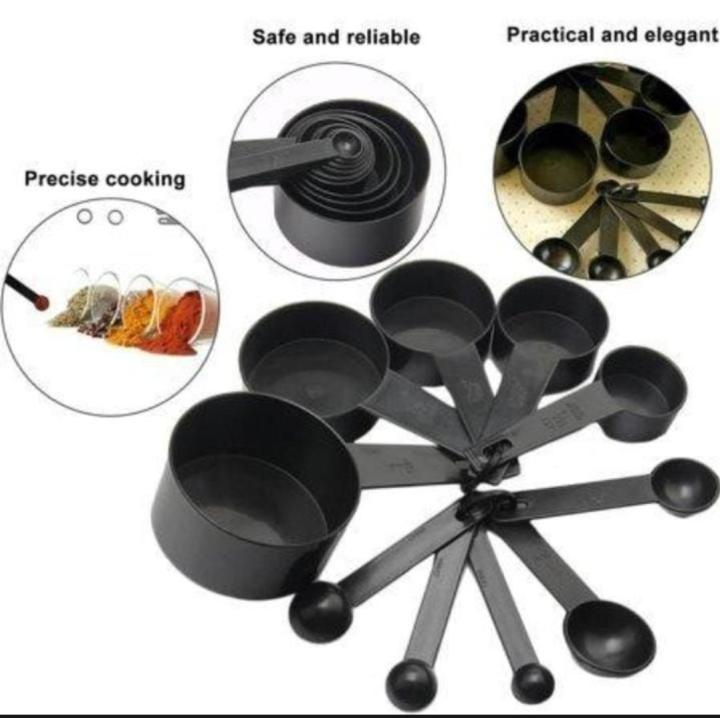10pcs%20Black%20Plastic%20Measuring%20Spoons%20Cups%20Measuring%20Set%20Tools%20For%20Baking%20Coffee%20-%20Image%203