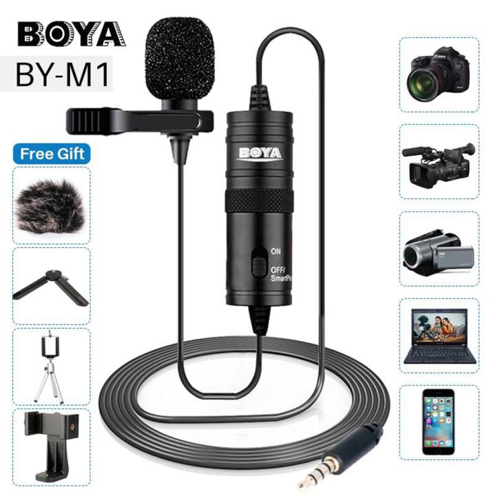 BOYA BY-M1 Omnidirectional Lavalier Condenser Recording Microphone & Clip-On Lapel Lavalier Mic / Microphone for DSLR Camcorder Audio Recorder Youtube Podcast Interview Video for all Devices - BoYa - M1 Microphone