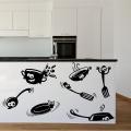size- 2 x  1 feet - Cabinet Kitchen Tools pots pans style self adhesive wall stickers vinyl, decal, mural for kitchens, restaurants, office, cafe, food, home decoration decor lovers- Black color- Lucky Garnet. 