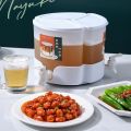 Rotating Large Capacityre Frigerator Cold Kettle With Lid And Faucet Split Fruit Teapot Lemonade Bucket Three-grid Rotating Ice Water Jug Household Juice Cold Drink Pot for Ice Tea Wine Coffee. 