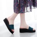 【FOOT SOFA】 korean fashion shoes for women ladies on sale Women Summer Bohemian Open Toe Fashion Non-Slip Wedge Slippers Sequin Beach Shoe. 