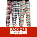 Pack Of 3 - Multicolor Cotton Check Trousers For Men. 