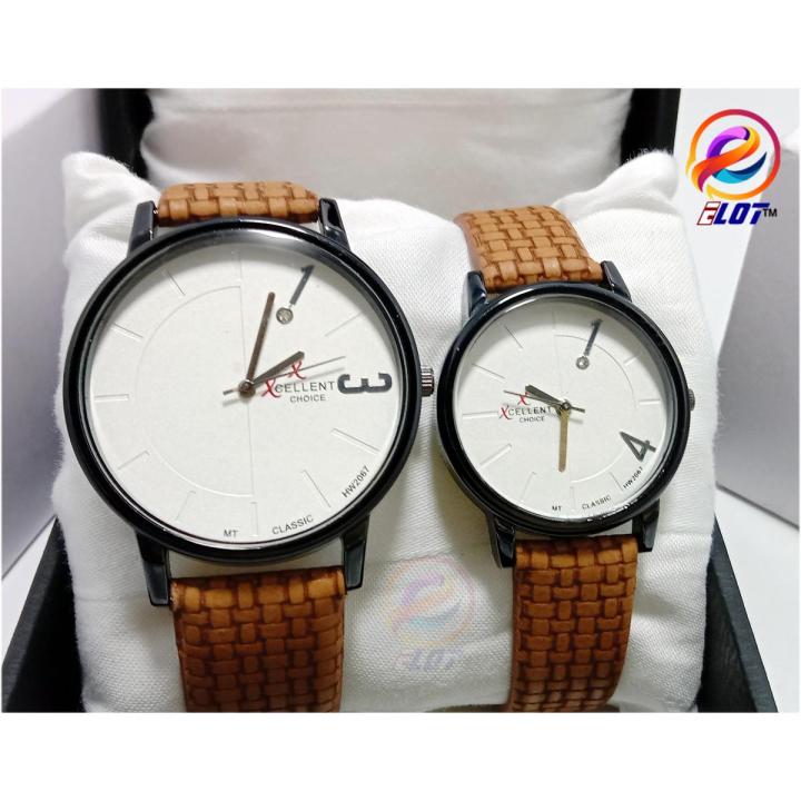 Styles Strap Analog Leather Watch For Couple / Stylish Unique Couple Styles Watches For Couple