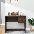 Brown Computer Desk Writing Study Table with 2 Side Drawers Classic Home Office Laptop Desk Brown Wood Notebook Table (36x18x30 Inches). 