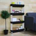 MILLAT-4 Layers Storage Organizer Smart Rack, True High Quality Plastic, Moving Wheels, Hanging Hooks, Multi Purpose Space Saver Rack (Dimension Length 47cm Hight 96.5cm Width 17cm). 