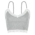 Summer Women's Camisole Sleeveless Backless Lace Ribbed Y2K  Knit Crop Cami Top Casual Spaghetti Strap Solid Camis. 