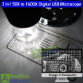 3 in 1 USB Type 50x to 1600x Magnification USB Digital Microscope with OTG Function 8-LED Light Magnifying Glass Magnifier with Stand for Mobile Phone Repair by Electrica. 