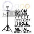 HOLA 26/36/45 CM Selfie Ring Light With 7 Feet High Quality Tripod Stand Selfie Phone Ring Light For All Smartphone 26CM ring light Tiktok Light Tiktok Stand. 