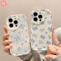 For Samsung A14 A50 A05 A24 A12 A13 A04s A05s A04 A50s A23 A34 A52 A51 A53 A54 A30s A10s A21s A11 A32 A04E A31 A02s A30 A52s A03s A20s Cartoon Cute Cat Blue Fresh Retro Flower Case. 