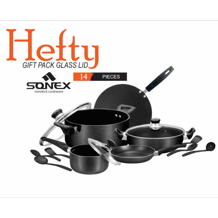 Sonex New Non stick Hefty Gift Set GL 14pcs Trending Non stick Random colors Cookware Sets (50167)