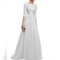 White Long Evening Maxi Dress For Women`s. 