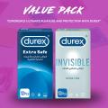 Durex Pack of 2 - Durex Invisible Extra Thin Condoms 12's + Durex Extra Safe Thick Safety Condoms 12's. 