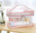 CUSTOMIZE Multi Purpose Cosmetic PVC Plastic Bag Organizer Storage Jewellery Vanity Box Makeup Kit (Transparent). 