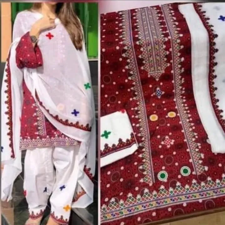 Sindhi%20AJRAK%203%20Piece%20Dress%20in%20Lawn%20With%20Chifoun%20Dupatta%20for%20Women%20-%20Image%203