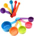 ( 10 PCS SET )Measuring Cups and Spoons Set, 5 Plastic Colourful Dosing Spoons, 5 Plastic Measuring Spoons Cup, for Measuring Dry and Liquid Ingredients, for Kitchen, Cooking, Baking. 