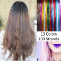 【ThinkWay】100 Strands Sparkle Hair Tinsel Bling Silk for Hair Extensions Flare Strands Glitter Rainbow Hair Decoration. 