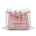 Women’s Transparent Chain Shoulder Bag Set, Jelly Handbag and Crossbody 2-Piece Fashion Purse Combo. 