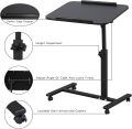 Bed Desk Adjustable Overbed Laptop Table - Portable Rolling Tray Cart with Wheels for Sit Stand Use. 