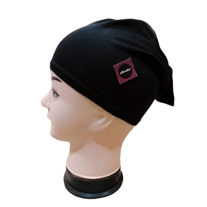 Beanie Cotton Bonnet Cap Pack Of 01 Black Head Cap Full Cover Head