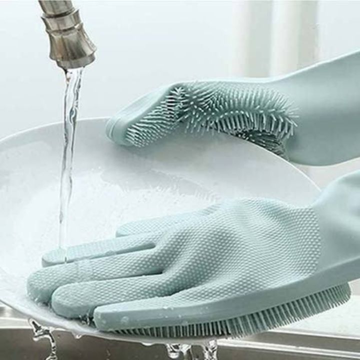Magic Washing gloves with scrubber, silicon gloves, washing glove Gloves for kitchen / washing gloves for girls washing gadgets dish washing gloves dish washer scrub gloves kitchen accessories kitchen tools
