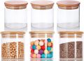 200ml Small Clear Glass Jar with Bamboo Silicone Sealed Lid (6 Pack) Nuts Spice or Kitchen Storage. 