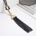 New Boho Shiny Black Long Necklace Kpop Tassel Sweater Chain Joker Lady Neck Decoration. 