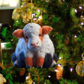 Cow Pendant 8cm Christmas Tree Car Backpack Ornament Cartoon Yellow. 