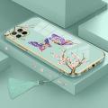 Casing Samsung a12 a22 Phone Case Plating Straight Edge Silicone Phone Case Beautiful Butterfly design with Tassel Lanyard. 