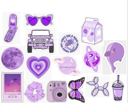 Pack of 16 Purple Aesthetic Stickers for scrapbooking/journaling/decoration/cute stickers/Apple Berrie