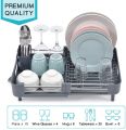 Expandable Dish Rack,Foldable Stainless Steel Dish Drainers With Removable Cutlery Holder & Non-Scratch Plate Rack, Adjustable Dish Drying Rack With Swivel Drainage Spout. 