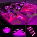 Car Interior Lights 4Pcs 48 LED Car Floor Atmosphere Glow Neon Lights Multi-Color Music Car LED Strip Lights Under Dash Lighting Wireless Remote Control DC12V Note random color will be deliver. 