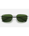Ray-Ban Sunglasses Chromance Square Silver Frame Dark Green Polarized Lenses-RB3684CH-003/P1-58. 
